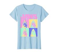 Jaws Retro Grid Box Up T-Shirt, Women, Baby Blue, XX-Large