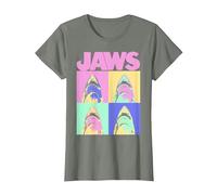 Jaws Retro Grid Box Up T-Shirt, Women, Olive Heather, X-Large