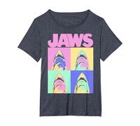 Jaws Retro Grid Box Up T-Shirt, Women's Plus, Heather Blue, 1X