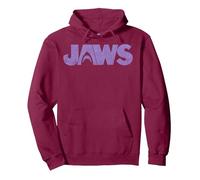 Jaws Silhouette Logo Pullover Hoodie, Adult Unisex, Burgundy, X-Large