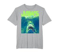 Jaws Surfacing Neon Logo Poster T-Shirt, Men's Big and Tall, Heather Grey, 2X Tall