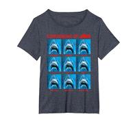 Jaws The Expressions of Jaws Photo Grid Panel T-Shirt, Women's Plus, Heather Blue, 2X