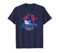 Jaws Transparent Shark Fin Amity Island Script T-Shirt, Men, Navy Blue, Small