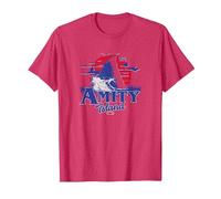 Jaws Transparent Shark Fin Amity Island Script T-Shirt, Men, Red Heather, Large
