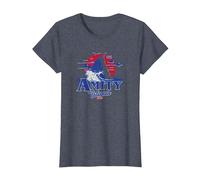 Jaws Transparent Shark Fin Amity Island Script T-Shirt, Women, Heather Blue, Small