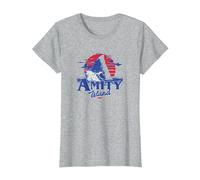 Jaws Transparent Shark Fin Amity Island Script T-Shirt, Women, Heather Grey, 3X-Large