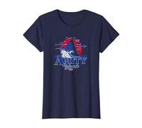 Jaws Transparent Shark Fin Amity Island Script T-Shirt, Women, Navy Blue, 3X-Large