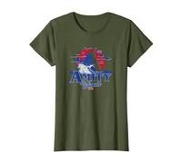 Jaws Transparent Shark Fin Amity Island Script T-Shirt, Women, Olive Green, 3X-Large