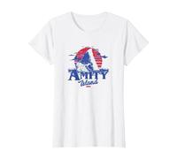 Jaws Transparent Shark Fin Amity Island Script T-Shirt, Women, White, 3X-Large