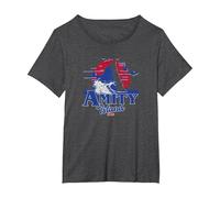 Jaws Transparent Shark Fin Amity Island Script T-Shirt, Women's Plus, Dark Heather Grey, 3X