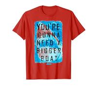 Jaws You're Gonna Need A Bigger Boat Shark Poster T-Shirt, Men, Red, X-Large