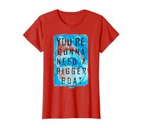 Jaws You're Gonna Need A Bigger Boat Shark Poster T-Shirt, Women, Red, Medium