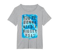 Jaws You're Gonna Need A Bigger Boat Shark Poster T-Shirt, Women's Plus, Heather Grey, 1X