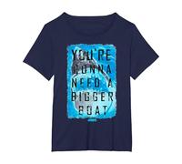 Jaws You're Gonna Need A Bigger Boat Shark Poster T-Shirt, Women's Plus, Navy Blue, 1X