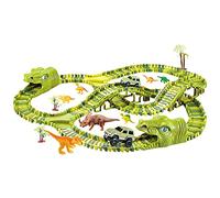 JAWSEU Dinosaur Race Tracks Toys for Boys, 128PCS Flexible Variable Racing Track Game Dino Car Toys Railway Racing Game Toy Dinosaur World Toy Playset Gifts for Kids Boys Girls 3 4 5 6 Years Old