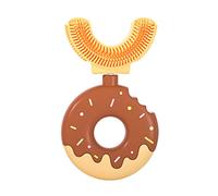 JAWSEU Kids U-Shaped Toothbrush, Doughnut Manual Toothbrush, 360° Silicone, Yellow, Ages 2-12