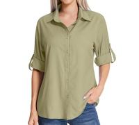 Jawtut Womens Safari Sun Shirts UPF 50+ UV Sun Protection Long Sleeve Outdoor Quick Dry Fishing Hiking Gardening Shirts, Z- Khaki, XL