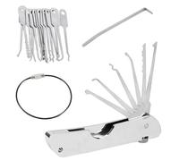 JAWUZ Lockpicking Set Universal Key for Professional Locks for Learning to Open Padlocks for Training Automatic Pick Pick Kit Extracting Broken Keys (Silver)