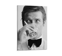 JAWWENHA James Bond Roger Moore Poster Decorative Painting Canvas Wall Posters And Art Picture Print Modern Family Bedroom Decor Posters 16x24inch(40x60cm)