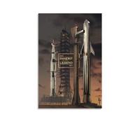 JAWWENHA SpaceX Starship And Saturn V Spacecraft Space Poster Decorative Painting Canvas Wall Posters And Art Picture Print Modern Family Bedroom Decor Posters 24x36inch(60x90cm)
