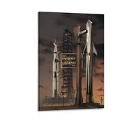JAWWENHA SpaceX Starship And Saturn V Spacecraft Space Poster Decorative Painting Canvas Wall Posters And Art Picture Print Modern Family Bedroom Decor Posters 12x18inch(30x45cm)
