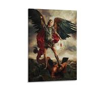 JAWWENHA St. Michael Archangel Defeating Satan Poster Decorative Painting Canvas Wall Posters And Art Picture Print Modern Family Bedroom Decor Posters 08x12inch(20x30cm)