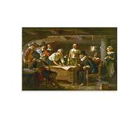 JAWWENHA The Mayflower Compact US History Religious Pilgrims Poster Decorative Painting Canvas Wall Posters And Art Picture Print Modern Family Bedroom Decor Posters 08x12inch(20x30cm)