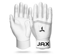 JAX Batting Gloves Model One Baseball and Softball Batting Gloves, Pro-Grip Web Technology for Right Grip on the Backhand, Baseball Batting Gloves for Adults, Right Handed Platinum White