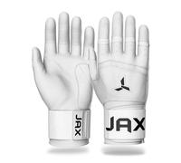 JAX Batting Gloves - Model Single Strap Cuff - Baseball & Softball Batting Gloves - Platinum White - XL - Right Hand Swing - Adult Baseball Batting Gloves
