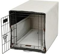 Jax & Bones Dog Crate Cover & Dog Crate Pad Set - includes Crate Bed, Kennel Cover, & Soft Liner That Acts Like a Bumper - Medium Lark Ivory - Made in USA