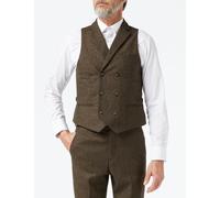 JAX Herringbone Tweed Classic Tailored Fit Suit Waistcoat XPOSED Brown 44