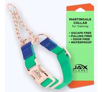 JAX PLANET | Jelly Color-Block Martingale Collar for Dogs with Buckle and Chain, Heavy-Duty D-Ring - Adjustable, Waterproof, Escape-Proof, Anti-Slip (Turquoise-Blue, Medium)