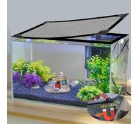 Jaxbo Magnetic Aquarium Cover Lid, DIY Fish Tank lid Anti-Jumping net Cover mesh Terrarium lid Aquarium Hood，Adjustable Size Fit Tank Size Max 35''X19''