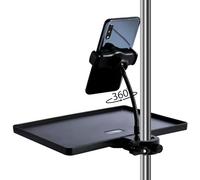 Jaxbo Microphone Stand Tray with Phone Holder,Universal Adjustable Clamp On Rack Tray,Mic Stand Tray Holder for Stage, Live Streaming,Karaoke, Recording