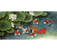 Jaxiaco Koi Fish Lotus 5D Diamond Painting Kits for Adults 14x28in, Large DIY Full Square Drill Diamond Art Kits for Kids, Cross Stitch Crystal Rhinestone Diamond dots for Home Decor 35x70cm M-204