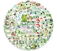 JAXICREY 100 Pcs Frog Stickers, Cute Frog Stickers, Waterproof Vinyl Sticker, Cartoon Animal Sticker for Water Bottle, Laptop, Skateboard, Scrapbook, Phone, Children, Adults, Teens Boys and Girls