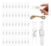 JAXICREY 100Pcs Clear Mini Pegs for Photos, 30MM Transparent Small Pegs and 10 Meters String, Tiny Plastic Photo Clips, Mini Clothes Peg for Hanging Photos, Cards, Paper, Arts, DIY, Crafts, Decoration