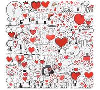 JAXICREY 100Pcs Heart Stickers, Self Adhesive Love Stickers for Scrapbooking, Cute Romantic Sticker, Waterproof Valentine Sticker for Girls - Scrapbook, Laptops, Water Bottles, DIY Craft, Party Favors