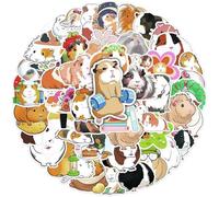 JAXICREY 102 Pcs Guinea Pig Stickers, Cartoon Guinea Pig Stickers, Waterproof Vinyl Sticker for Supplies Decor, Water Bottle, Laptop, Car, Skateboard, Suitcases, Children, Teens Boys and Girls