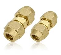 JAXICREY 2 Piece Pipe Connector Set, Refrigerant Line, 1/4 3/8 Double Nipple, Copper Pipe Connectors, Pipe Connections, Compression Fitting, Union Nut Pipe Fitting, Split Air Conditioning Accessories