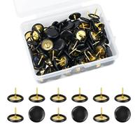 JAXICREY 200 Pcs Black Drawing Pins, Round Head Thumb Tacks, Metal Push Pins for Pinboard, Thumbtacks Black, Drawing Pin for Notice Board, Wall, Cork Board, Photo, Wood, Map, Bulletin, Office, Home