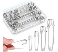JAXICREY 20Pcs Large Safety Pins, Heavy Duty Safety Pins for Clothes Assorted Sizes 50/63/75/100mm, Strong Kilt Pin, Extra Big Stainless Steel Saftey Pin for Crafts Blanket Upholstery Nappy Fabric