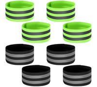 JAXICREY 8Pcs Reflective Arm Bands Adults, Reflective Armbands Running Gear, Adjustable Hi Vis Running Elasticated Cycling High Vis Armbands for Walking Women Men Night Sports Outdoor Gear