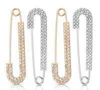 JAXICREY Decorative Brooch Pin, 4Pcs Rhinestone Decorative Safety Pins, Sliver and Gold Brooch, Elegant Shawl Pin, Brooches for Women Clothing, Scarf, Kilt, Hat, Hijab, Sweater, Shirt Accessories