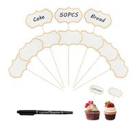 JAXICREY Food Flags, 51Pcs Food Labels for Buffet, Write on Blank Toothpick Flags Signs, Buffet Labels with Pen, Cheese Markers for Cupcake Toppers, Party, Baby Shower, Birthday, Wedding, Anniversary