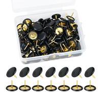 JAXICREY Pack of 100 black drawing pins, black drawing pins, flat head drawing pins, decorative drawing pins, drawing tacks for thin materials, needles for posters, photos or crafts