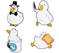 JAXICREY Pack of 4 Pin Goose, Pins for Backpack, Goose Enamel Pin Set, Brooch Pin Cartoon, Lapel Pins Motif for Clothes, Jackets, Hats, DIY Crafts