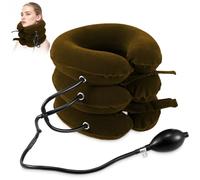 Jaximy Neck Stretcher, Cervical Traction Device, Neck Traction Device, Neck Pain Relief, Adjustable Inflatable Neck Brace & Neck Stretcher, Neck Decompression Home Use (Khaki)
