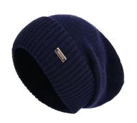 jaxmonoy Cashmere Slouchy Beanies for Women Winter Lightweight Girls Wool Knit Hat Cuffed Soft Warm Slouch Beanie Cap, Navy, M