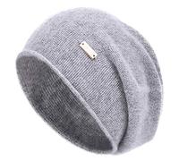jaxmonoy Cashmere Slouchy Knit Beanie Hat for Women Winter Soft Warm Ladies Wool Knitted Skull Beanies Cap, Light gray, M